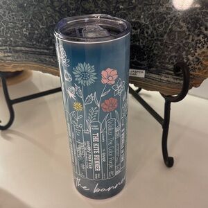 Banned Books Floral Blue Tumbler with Straw